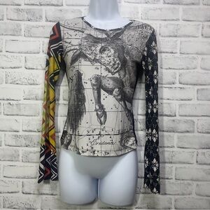 Thalia Sodi Astrological Taurus Orion Graphic Multi Pattern Long Bell Sleeves XS